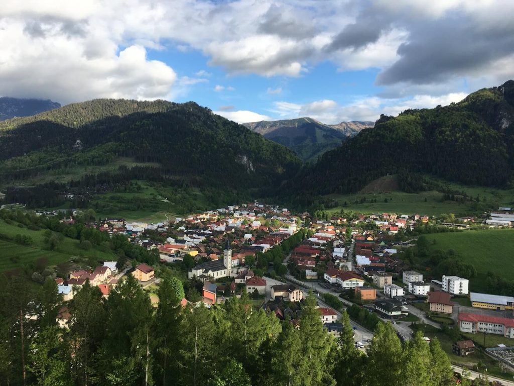 View from obsertation tower Terchovske srdce on Terchova, the traditional Slovak village