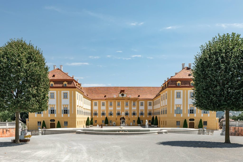 Façade of Schloss Hof castle in Austria during golf incentive of Slovakia