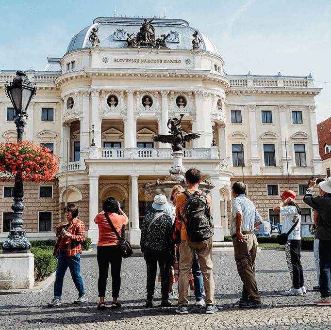 A guided city tour in Bratislava, blending culture with exploration—an essential part of an Incentive Nature Bratislava Getaway