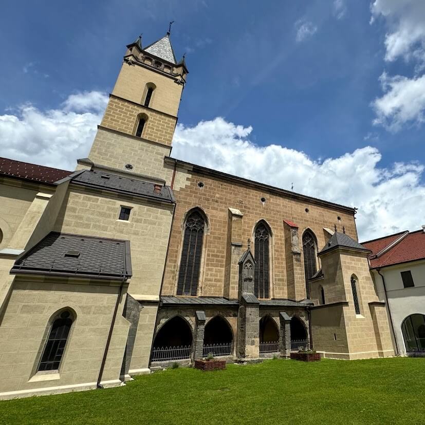 Exterior of St. Benedicts basilica in Hronsky Benadik abbey, which will clients visit during 6-day pilgrimage across Slovakia: Sacred Sites & Spiritual Heritage 