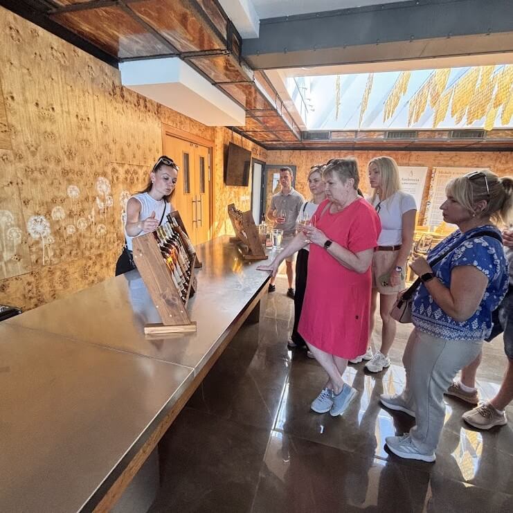 Group honey tasting tour at Medolandia mead manufactory near Trnava Slovakia