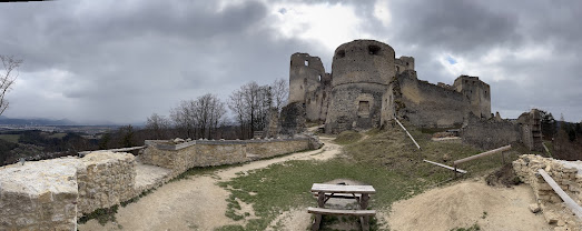 Medieval ruins of Lietava Castle stone walls near Zilina Slovakia