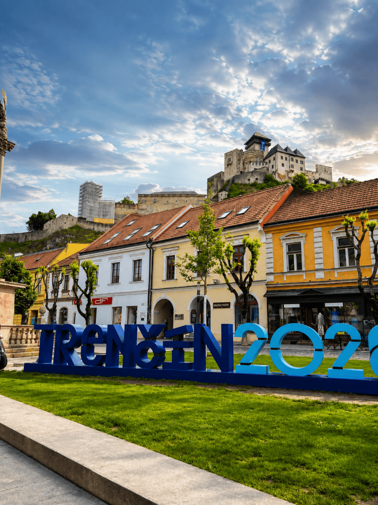 Trencin castle with logo Trencin European Capital of Culture 2026